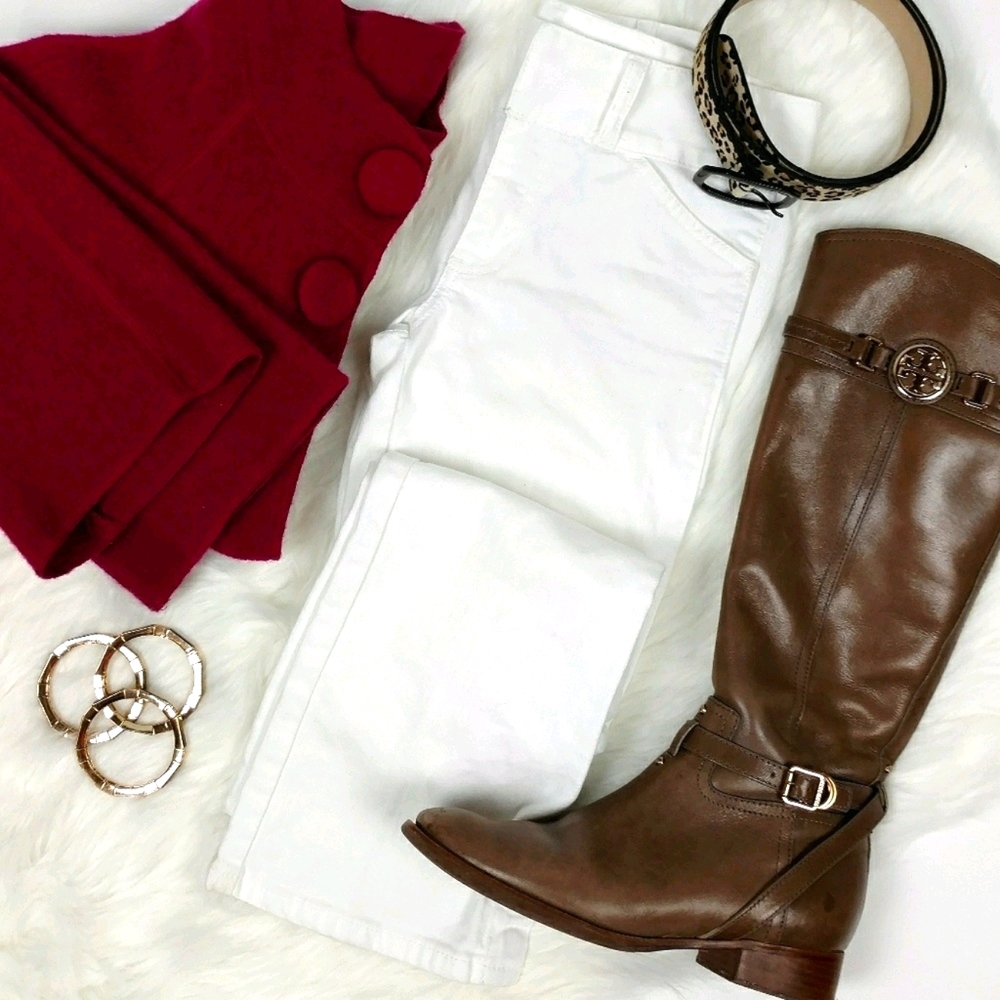 Tory Burch white straight leg jeans